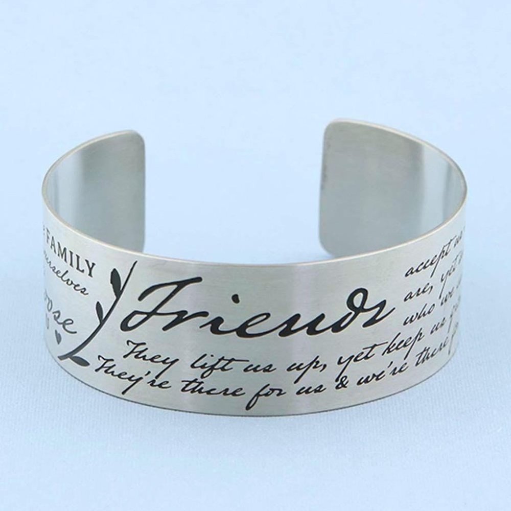 " Friends "  stainless  steel  cuff  bracelet